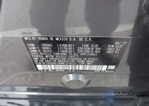 2021 Honda Hr-V Awd Sport z USA, uszkodzony, nr VIN 3CZRU6H19MM754622